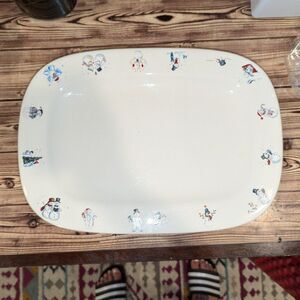 Snowmen 1999 Y2K Handcrafted Vintage Holiday Edition 10 x 14 Plate Winter Wonder